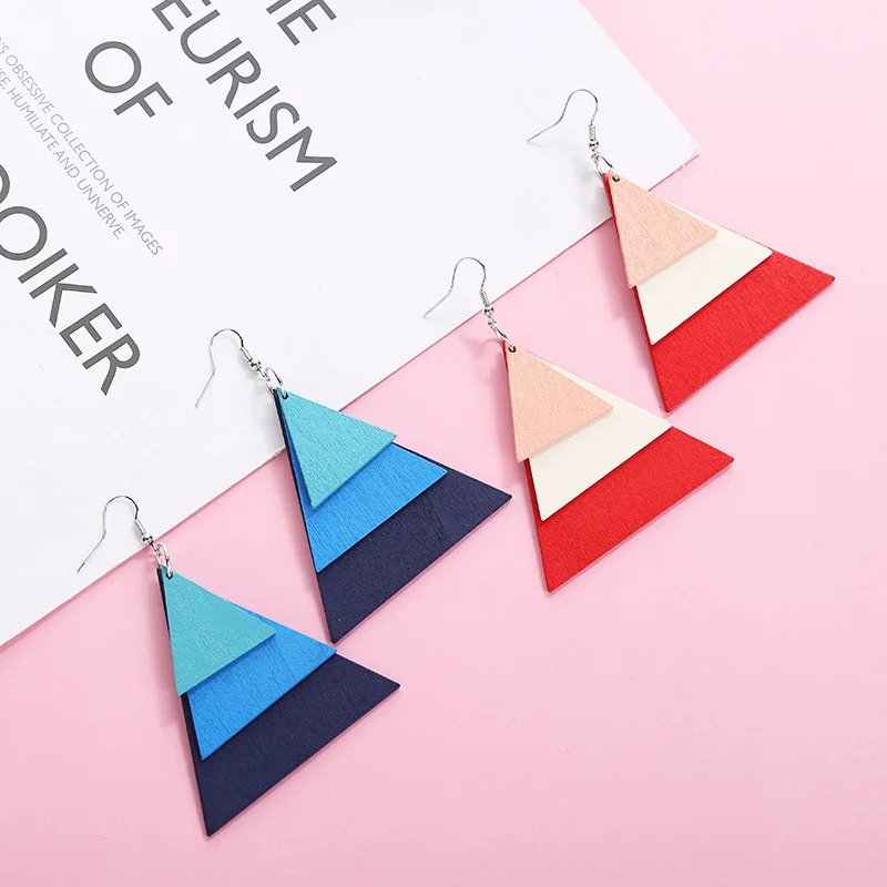 

Individual character restoring ancient ways triangular earring is multilayer stereo a few Bohemian wind earring