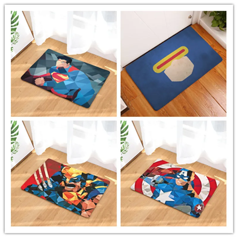 

Hallway Door Mats Cartoon Cute Masquerade Super Hero Mask Carpets Children Bedroom Bedside Foot Pads Bath Mat Home Decor