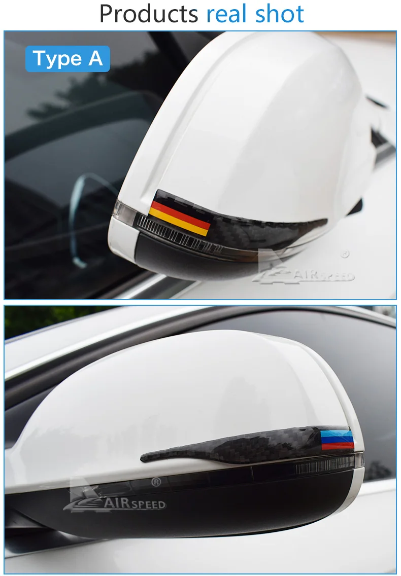 Carbon Fiber Car Rearview Mirror Stickers Anti-collision Strips B-pillar for BMW E90 E60 F30 F34 F10 F20 X1 X3 X4 X5 X6 (7)