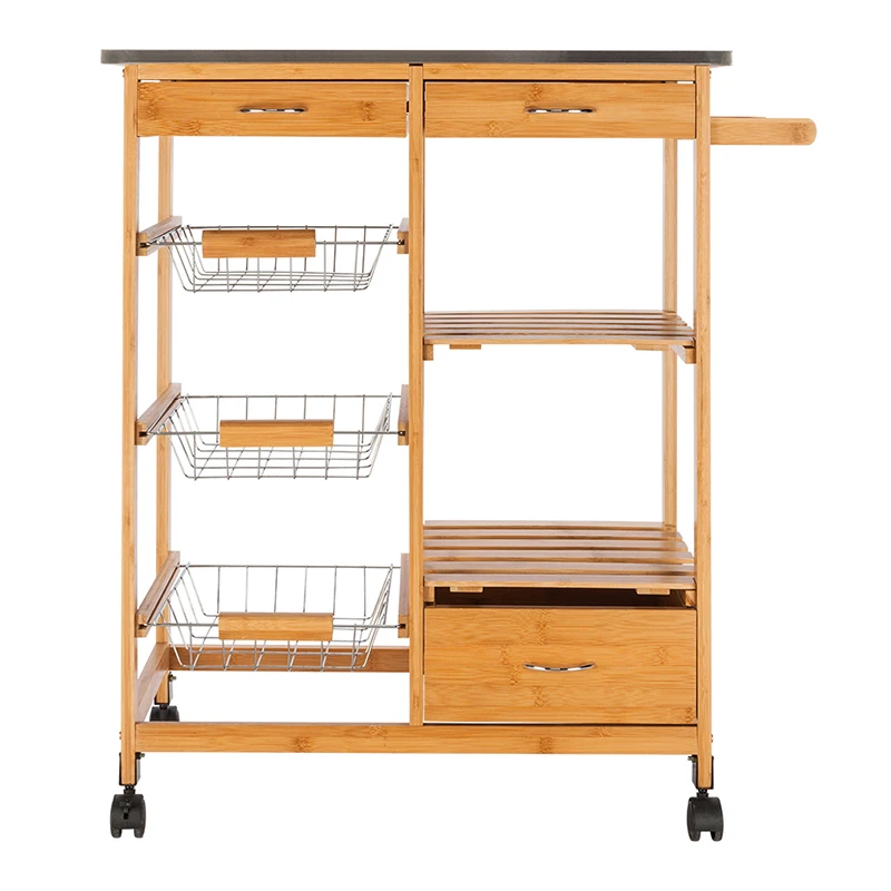 Simple fashion Moveable Kitchen Cart with Stainless Steel Table Top Kitchen organize storage cabinet Home furniture