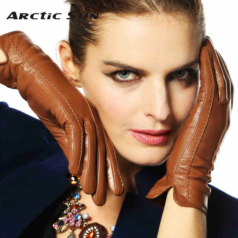Elegant Women Genuine Lambskin Leather Gloves High Quality Autumn And Winter Plus Velvet Thermal Hot Trendy Female Glove L085NC Elegant Women Genuine Lambskin Leather Gloves High Quality Autumn And Winter Plus Velvet Thermal Hot Trendy Female Glove L085NC