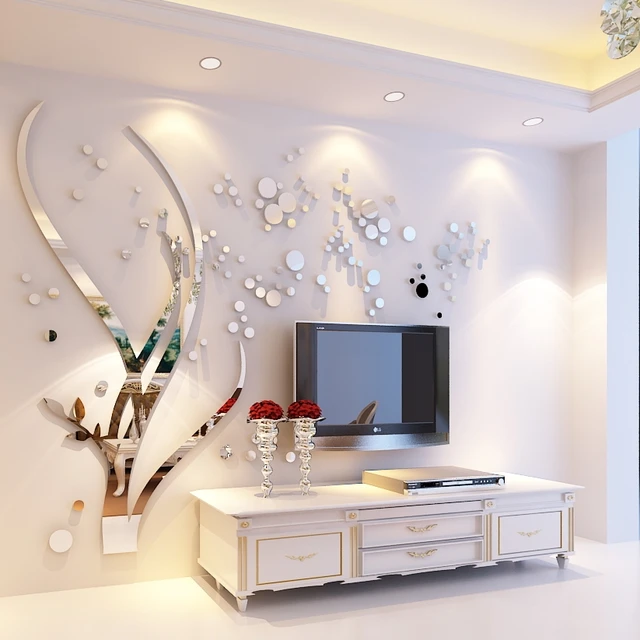 Grote Boom en Ronde Diy Spiegel 3d crystal acryl muurstickers ... Grote Boom en Ronde Diy Spiegel 3d crystal acryl muurstickers ...
