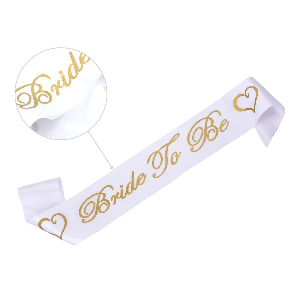 Bachelorette Party Supplies Bride To Be Decorations Kit-White Double Ribbon Edge Center Cascade Bridal Wedding Veil with Comb,Sash and Rhinestone Tiara Crown for Bridal Shower Favor,Hen Party Decor (2)