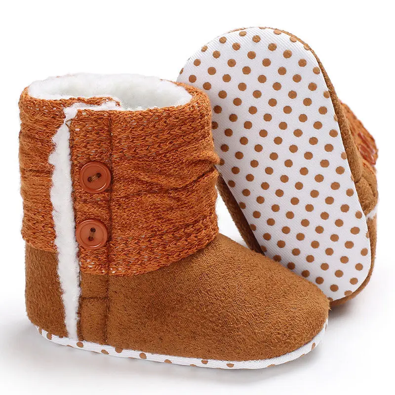 Милые однотонные зимние ботинки для новорожденных девочек; зимние ботинки на мягкой подошве для младенцев; Плюшевые ботинки - Цвет: E