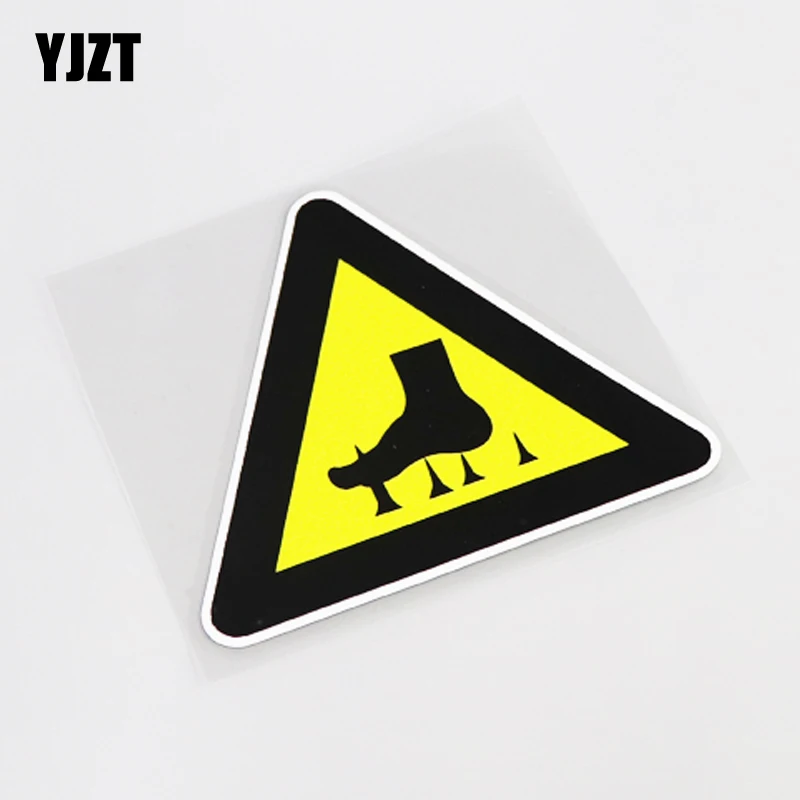 YJZT 12CM*10.7CM Warning Mark Caution Splinter Decor Car Sticker Decal ...