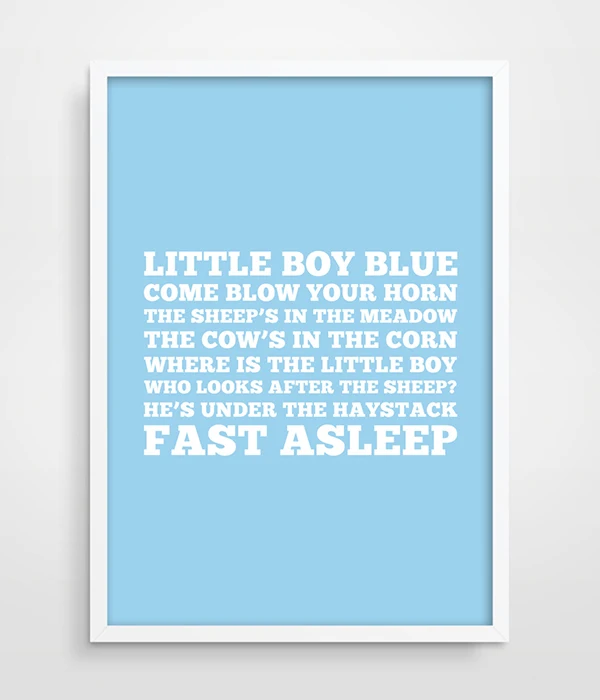 Baby Boy Nursery Rhyme Poster Typographic Print Quote Kids Baby Boy Nursery Rhyme Poster Typographic Print With Quote Kids Room