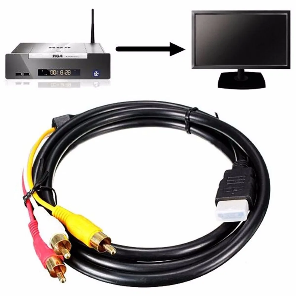 1,5 M 1080 P HDMI к 3 RCA кабель HDMI К AV Мужской адаптер Аудио Видео кабель для DVD HDTV STB hdmi 3RCA кабель 50 шт./лот