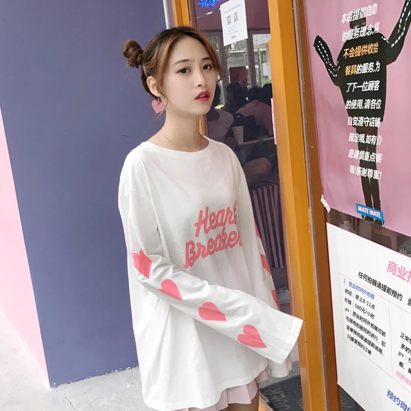 Новинка 2018 Корейская версия свободная тонкая футболка с круглым вырезом рукава