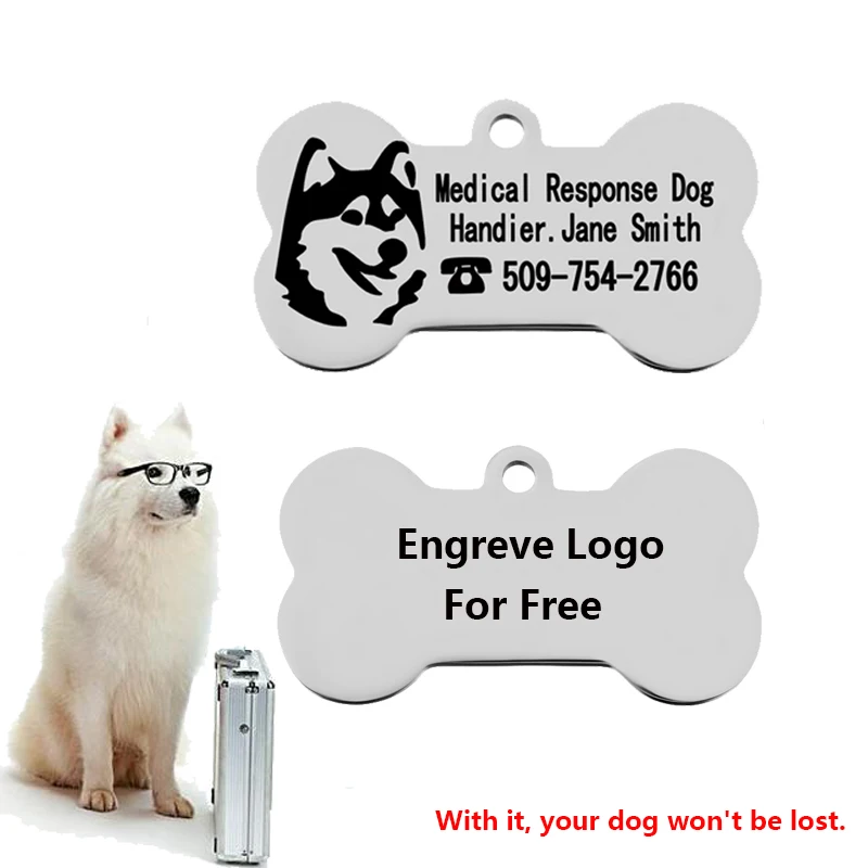 

Hoomall Stainless Steel Collar For Puppy Kitten Pet Tools Free Customized Engrave Cute Bone Pattern Dog ID Tag Cat Dog Collar
