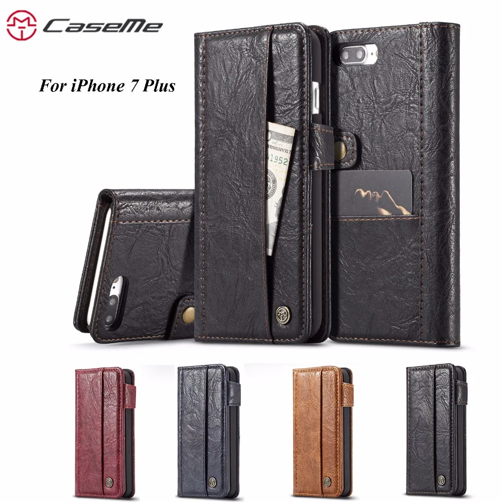 

CaseMe Luxury Genuin Leather Cases Fundas For iPhone 7 Plus Case Flip Cover Wallet Stand Card Slot Magnetic Phone Shell Coque 7+