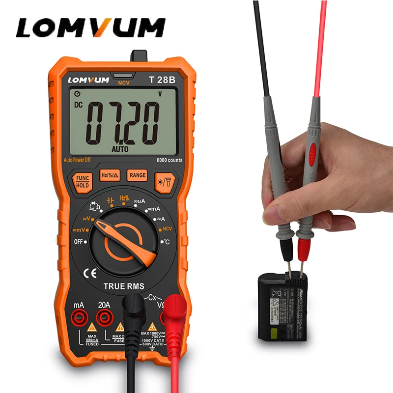

LOMVUM Digital Multimeter Portable Meter Voltage Meter Backlight AC/DC Ammeter Voltmeter Auto Range Tester Mini Multimeter