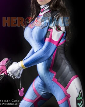 

2018 D.Va Costume 3D print spandex tight D.VA Cosplay costume in video game for woman/female /kids zipper is on the back