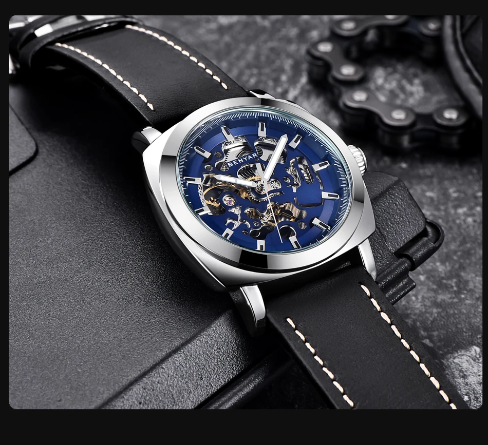 BENYAR мужские часы Лидирующий бренд Роскошные деловые автоматические механические часы мужские водонепроницаемые спортивные наручные часы Relogio Masculino