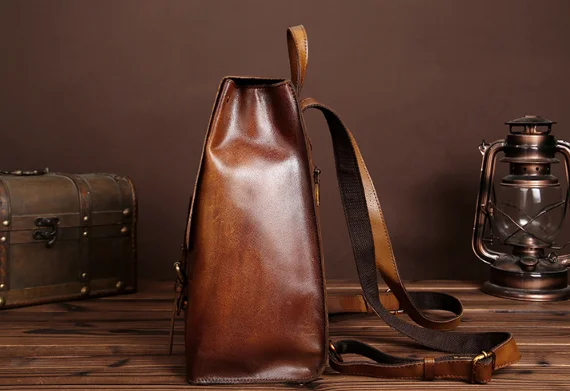 Новинка, классические мужские рюкзаки с масляной воском, Повседневная деловая сумка из натуральной кожи, винтажная многофункциональная школьная сумка C204