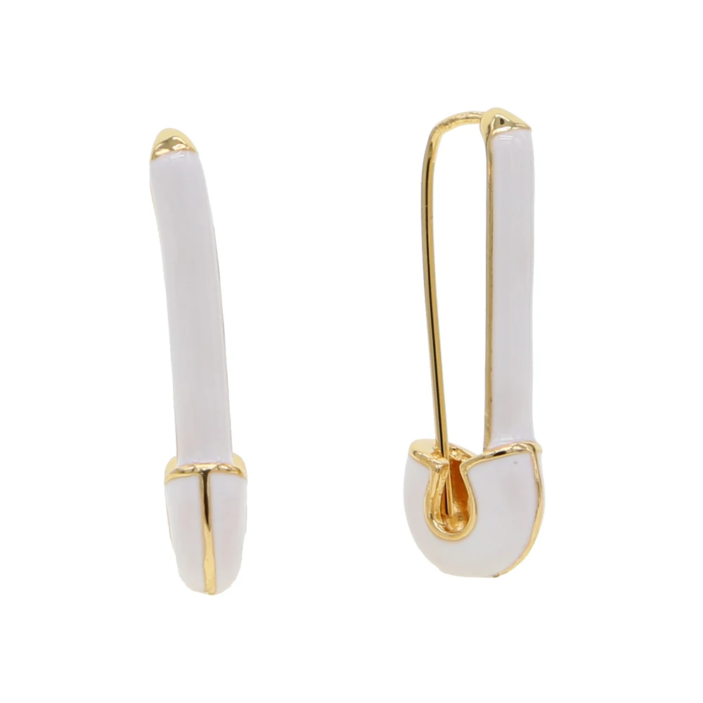 

New arrived wholesale price white red blue black enamel pin shape dangle earrings for women wedding engagement jewelry gift