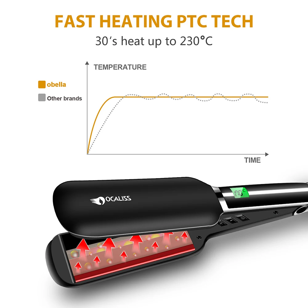Ocaliss, профессиональные титановые выпрямители для волос, RM-83, регулируемая температура, с цифровым ЖК-дисплеем, 100-240 В, 30 s, нагреваются