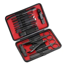 18 шт. профессиональный педикюр Маникюрный набор Комплект ножниц для ногтей пилка для ногтей триммер для бровей бритье носа инструмент для стрижки волос для ухода за ногтями