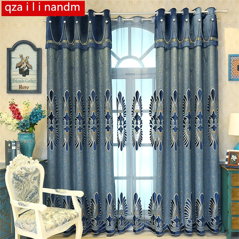 

Luxury European Style Thickening Shading Modern Window Mantle Villa Curtains Tulle for Living Room Dining Bedroom Valance