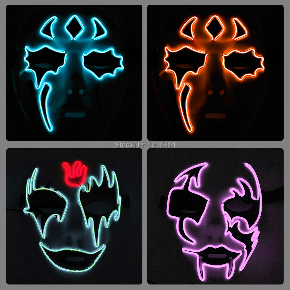 

Scary Theme Party Decorative Light Up Funny Mask Carnival Party Rave EL Mask Devil Cosplay Led Neon Mask