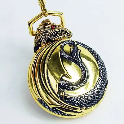 

1862 Antique Golden Dragon Style 12/24Hour Quartz Pocket Watch freeship