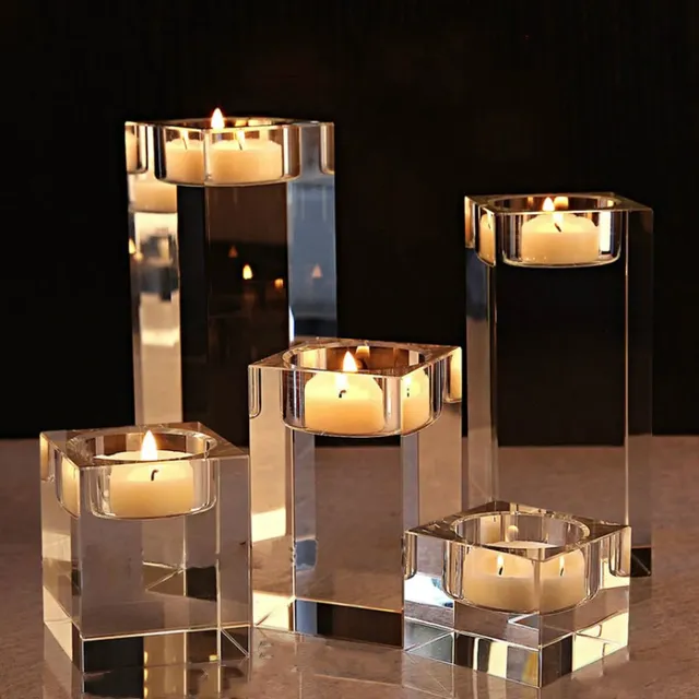 Buy 1 Piece Crystal Cube Candle Holders Glass Tealight