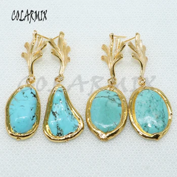 

Wholesale Blue stone long stone earrings irregular stone earrings natural stone jewelry earrings gift for lady 4970