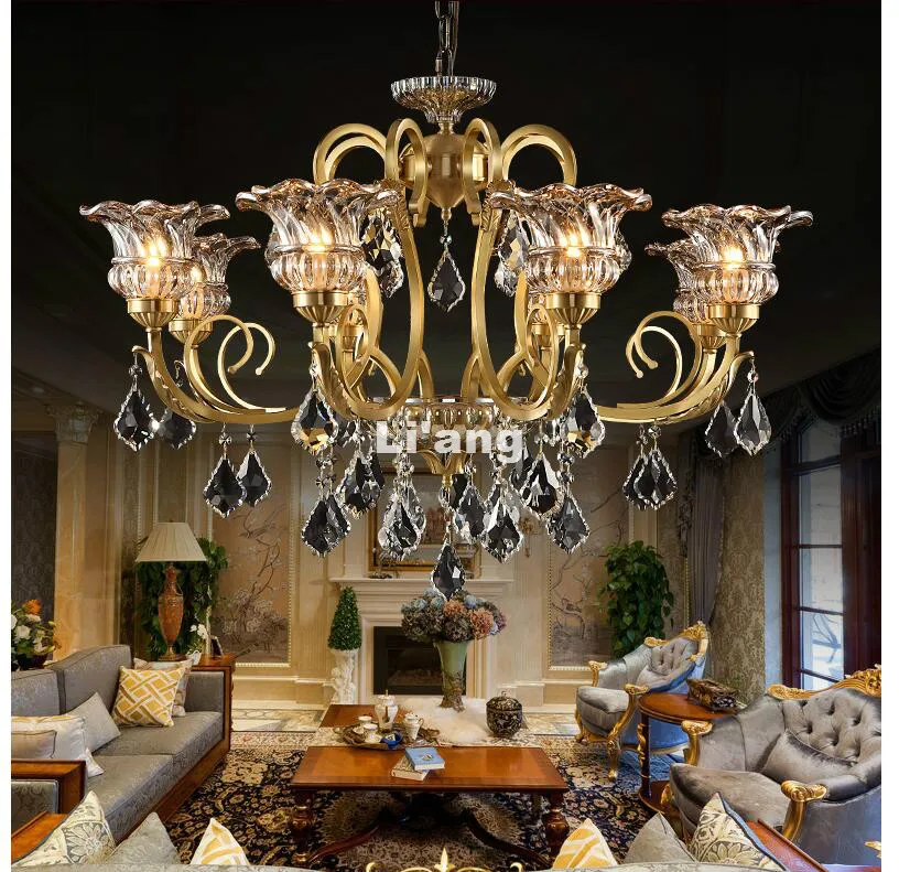 Popular Brass Antique Chandelier-Buy Cheap Brass Antique European Brass Antique Crystal Chandelier Lingting Luxurious Bronze K9Crystal Lamp Lustre Suspension Lighting 100% Guaranteed - Popular Brass Antique Chandelier-Buy Cheap Brass Antique