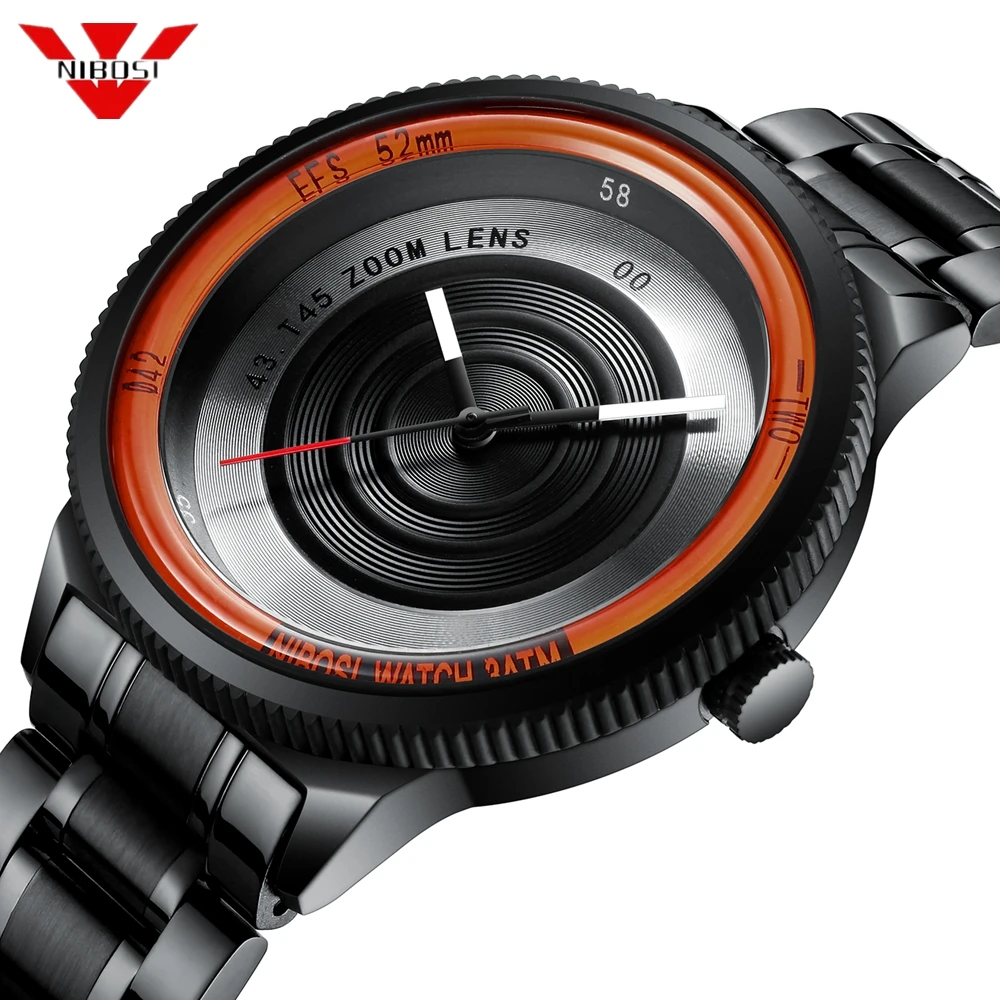 

NIBOSI Photographer Series Stainless Strap Unique Creative Camera Style Men Women Casual Quartz Sport Analog Dress Wrist Watch