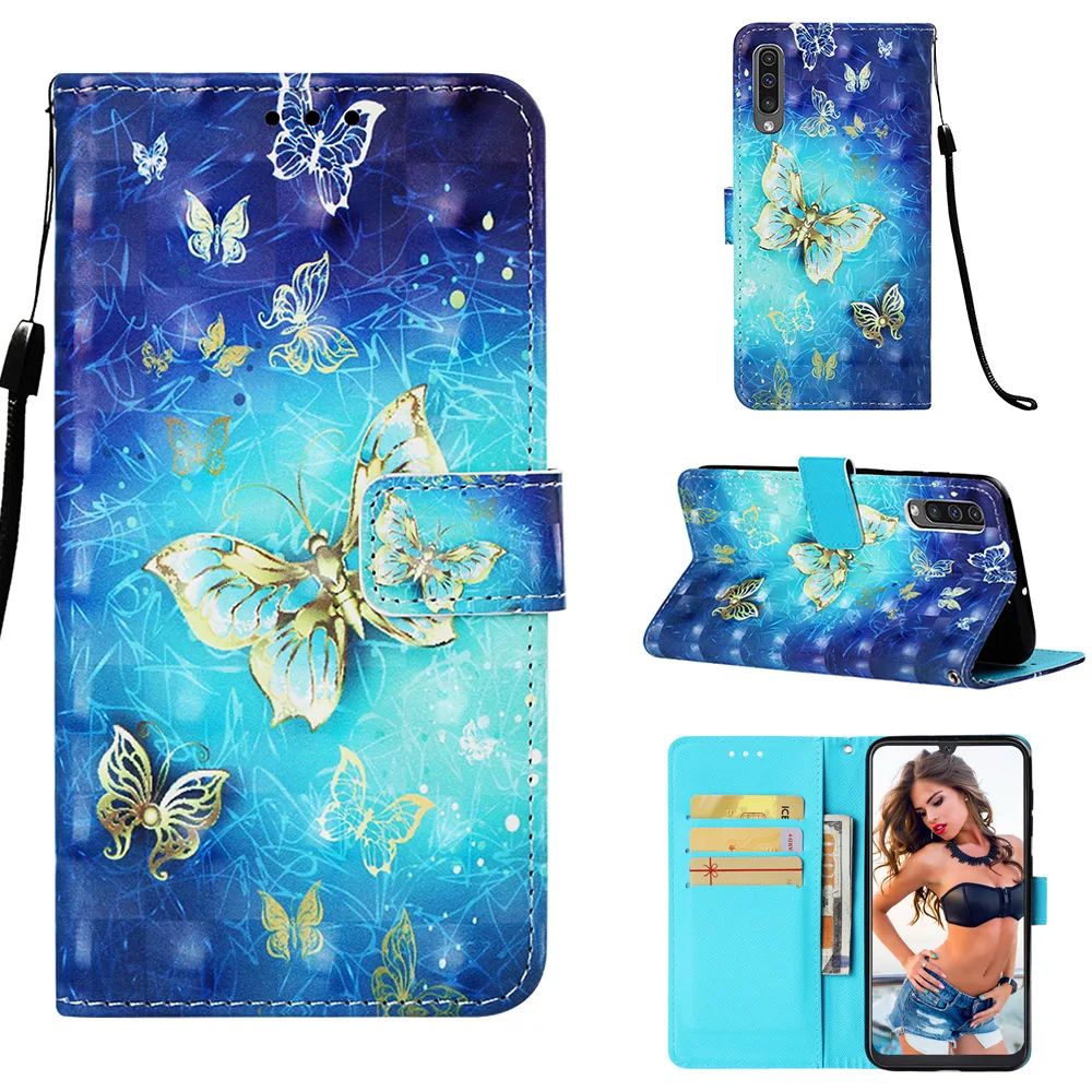 

3D Painted Wallet Leather Case For Samsung Galaxy A50 Book Flip Style Phone Back Cover for samsung A50