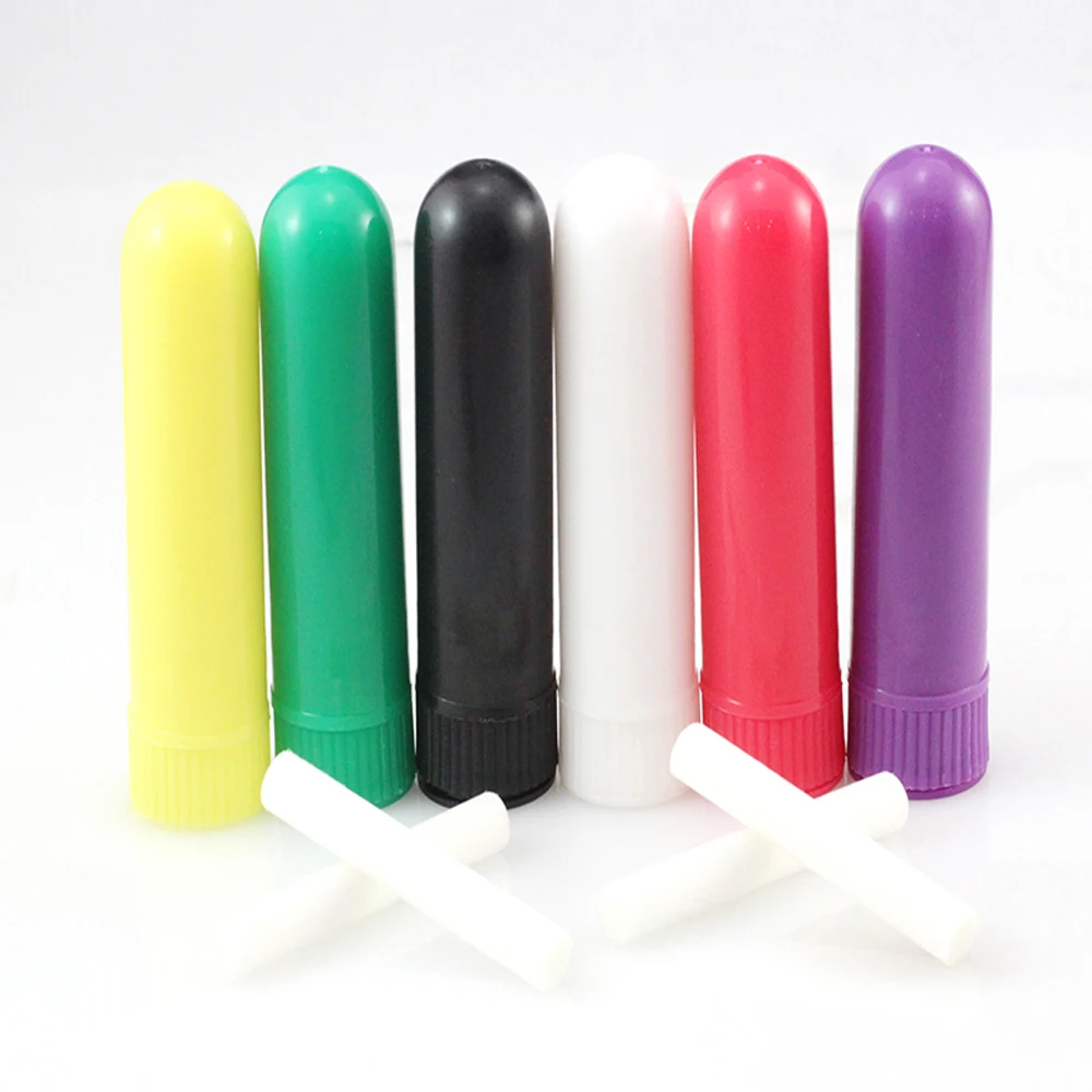 

50pcs/ Set Free shipping 7 Colors Blank Nasal Inhaler Aromatherapy mixed color Nasal Inhaler Sticks with Wicks ZKH181