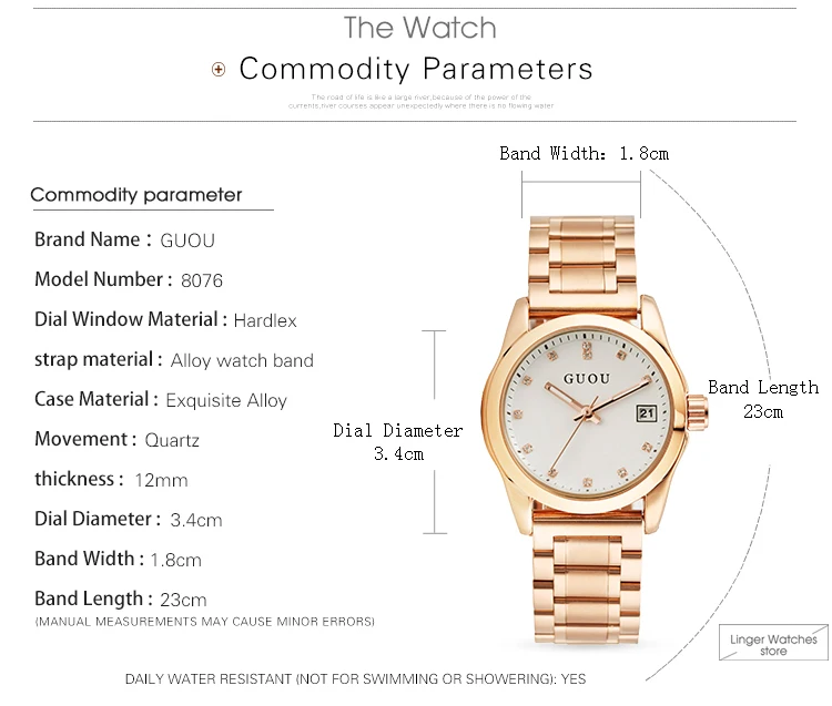 GUOU брендовые роскошные женские часы Модные Кварцевые водонепроницаемые женские часы из нержавеющей стали женские Стразы Часы relogio feminino