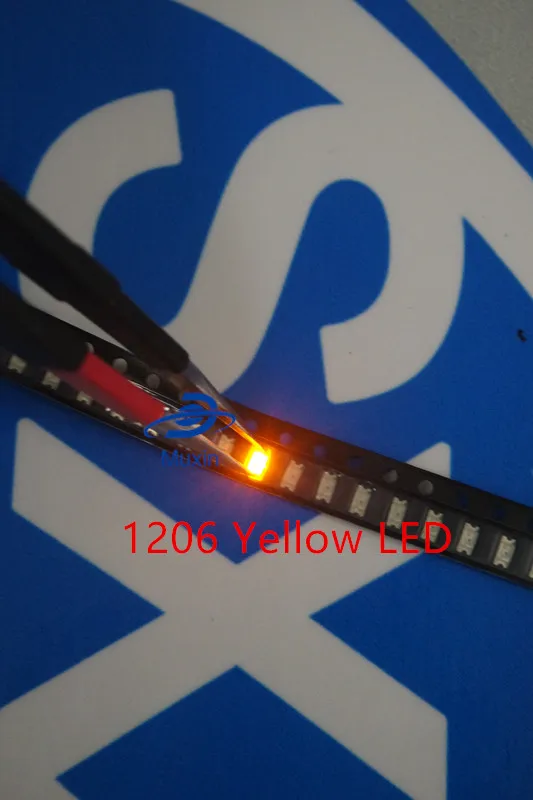 100 шт./лот 1206 Желтый SMD светодиодный Диод 3216 диоды супер яркий светодиод 3 2*1 6 мм