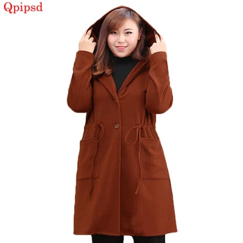 

4XL-10XL Extra large size womens clothing hooded cardigan 2018 autumn winter new slim sweater cardigan female long sweater coat