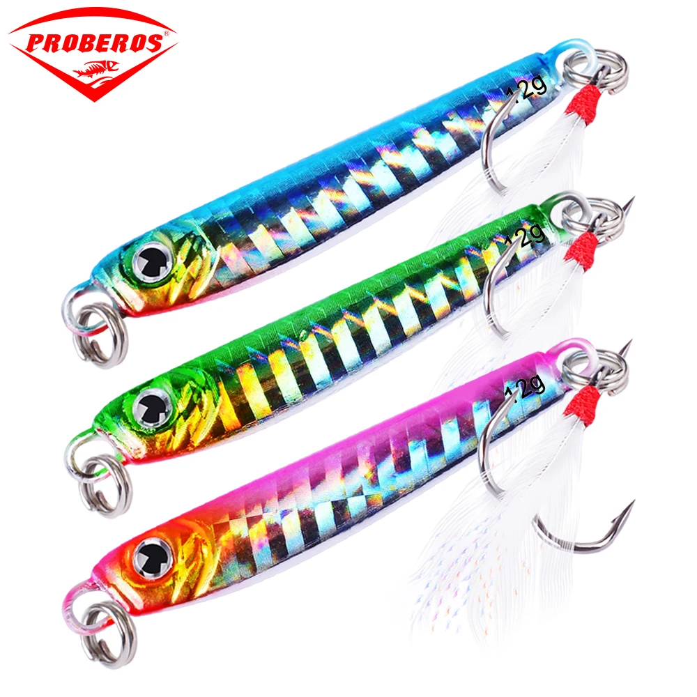 

4PC/lot Jigging Lead Fish 12G/5.5CM Hard Metal Jig Fishing Lure 4 Colors Wobbler Artificial Bait With Hooks