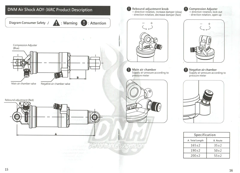Передние амортизаторы Подвеска MTB горный велосипед Амортизатор велосипед задний амортизатор для XC/Trail горные DNM 165 190 200 мм