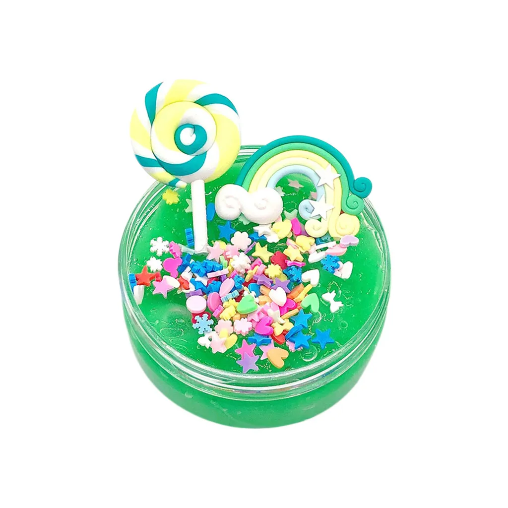Красочные радужные слизь игрушки облако шпатлевка пушистый слизь клей грязь талисманы для слизи предметы снабжения коробка волшебный Пластилин и глина для детей 50 - Цвет: Green
