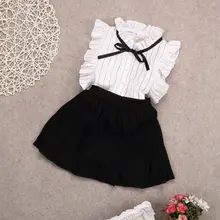 Комплект из 2 предметов, платье-пачка для девочек Полосатые блузки топы для маленьких детей+ юбка, комплект одежды