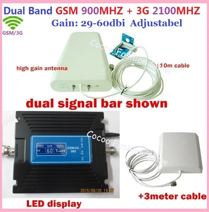 

NEW Dual Band Repeater 2G 3G GSM WCDMA Mobile Phone Signal Booster Repeater Amplifier 900mhz 2100mhz 3G Cellular Signal Booster