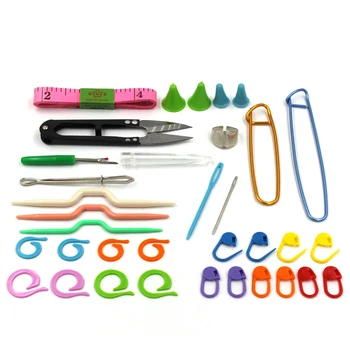 

35pcs/set Sewing Needles Circular Rings Locking Markers Crooked Needles Scissor Thimble DIY Sewing Supplies Tool Set