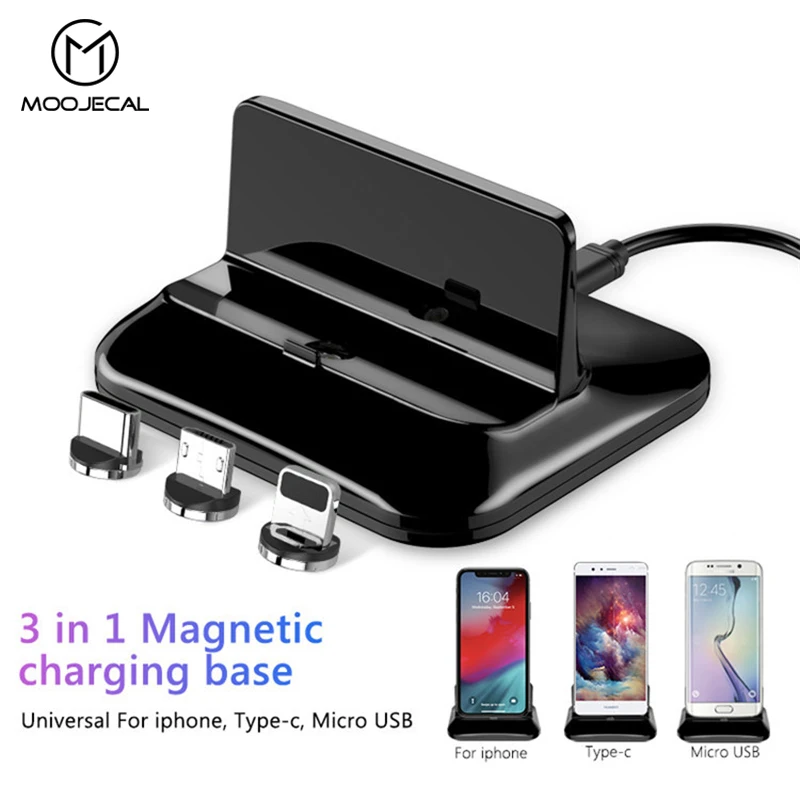 

MOOJECAL magnetic mobile phone holder Desk Stand Holder with Magnetic data line charging Universal for iPhone Andorid Phone