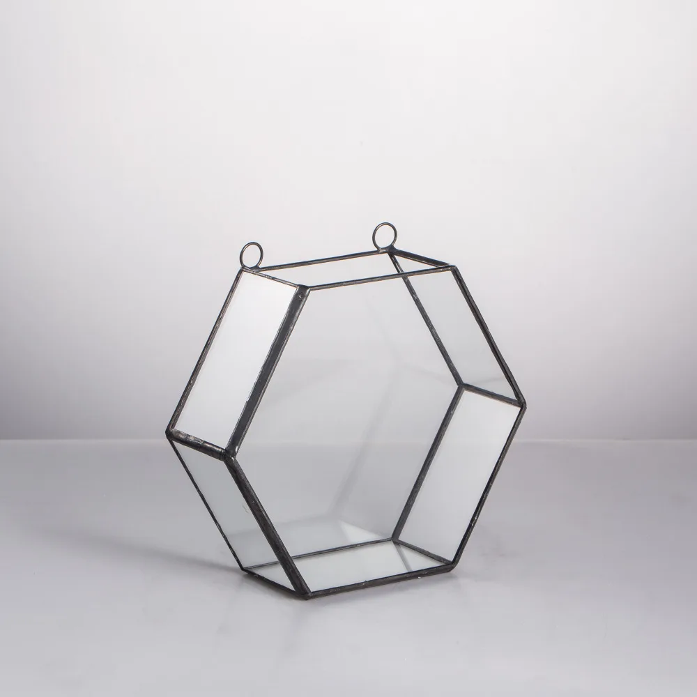 Настенный геометрический шестигранный стеклянный террариум, коробка для суккулентного растения, цветочный горшок, вертикальный садовый бонсай, Террариум, цветочный горшок