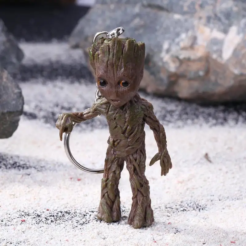 Baby Groot фигурки, игрушка, брелок для ключей, украшение для дома, Милая модель, игрушка для детей, мультяшное дерево, человек, брелок, Автомобильный подвесной декор, брелок