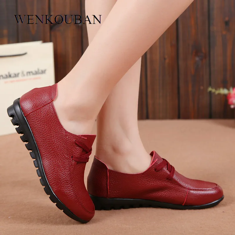 

Flat Shoes Women Genuine Leather Shoes Casual Female Slip on Loafers Anti Slip Ladies Moccasins Plus Size Zapatos De Mujer