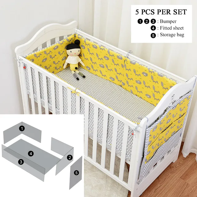 Muslinlife Newfashion Yellow Fox Baby Crib Bumper Cotton Protector Baby Nursery Bed Bumpers Options For 1pcs Set 7pcs Set Bedding Sets Aliexpress