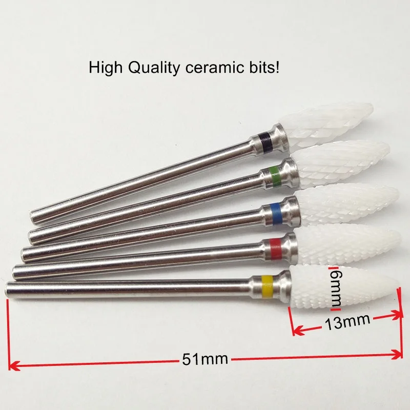 

1 piece Bullet Ceramic Nail Drill Bit electric manicure machine accessories Nail Art Tools Electric Manicure Cutter Nail buffers
