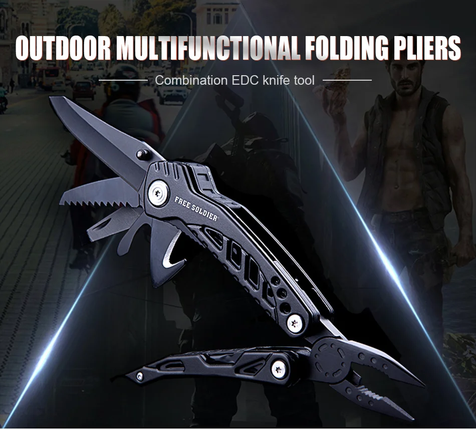 FREE SOLDIER outdoor sports tactical multifunctional folding combination EDC knife tool for survival camping