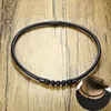 Men's Lava Rock Braided Leather Choker Necklace Men Boho Hippie Jewelry Oil Diffuser Surf Necklaces in Black ► Photo 3/6