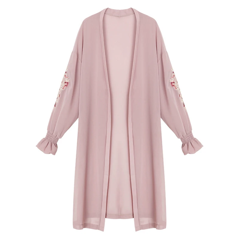 Women Tops Cardigan Casual Summer Long Sleeve Loose S~2XL Chiffon Ladies Blouse