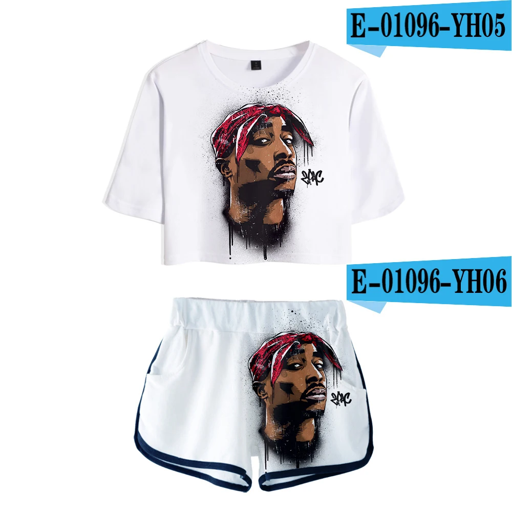 one Mujer комплект из двух предметов 2Pac спортивный костюм Harajuku Женская ropa сексуальная одежда Клубные наряды топ+ байкерские шорты летний комплект из 2 предметов женский - Цвет: one