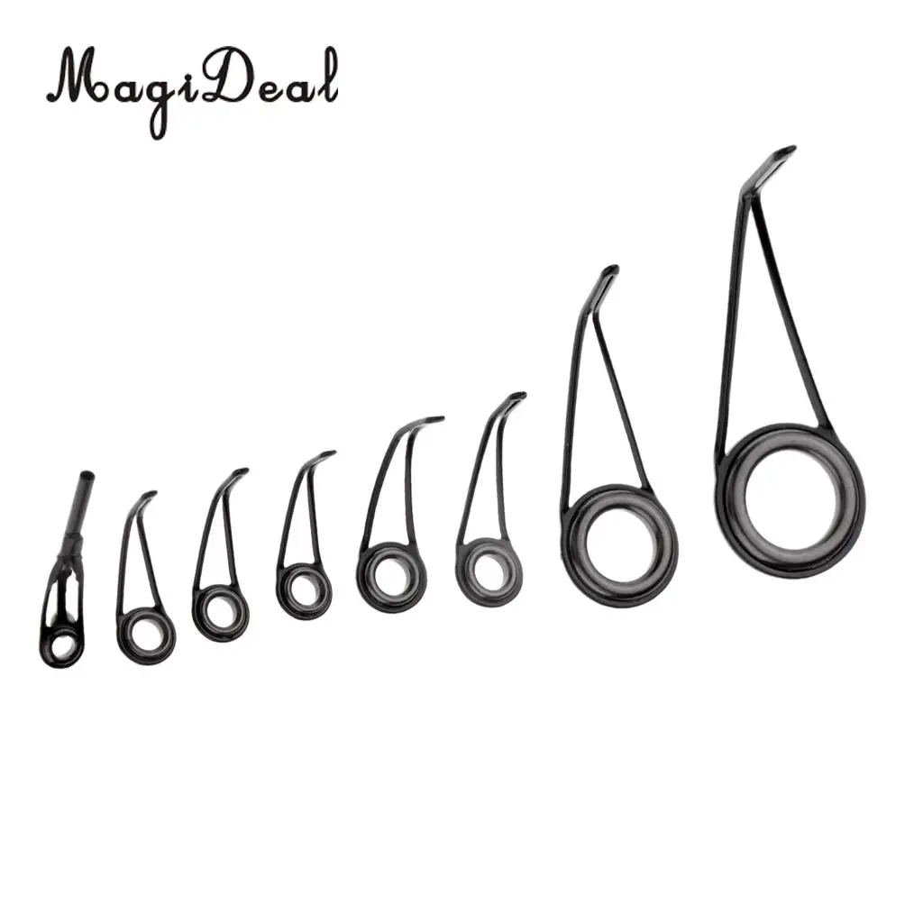 8pcs Fishing Rod Rings Stainless Steel & Ceramic Fishing Rod Guides Rings 0.28cm - 1.1cm Repair Kit DIY